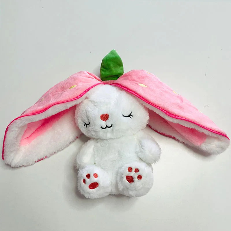 30cm Sleeping Light Doll Kid Birthday Gift Baby Music Strawberry Carrot Rabbit Plush Toys Stuffed Creative Into Bunny Transform.
