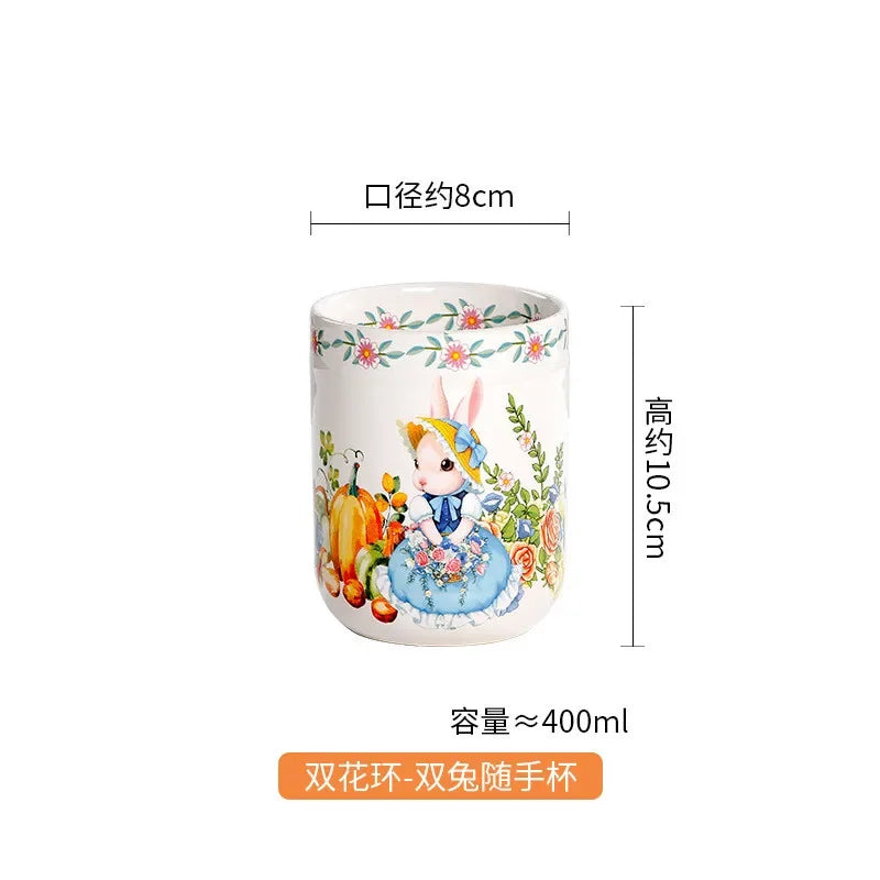 Creative Pumpkin Rabbit Pattern Tableware Garden Style Ceramic Plate Home Cute Dinner Plate Salad Bowl Kitchen Accessories.