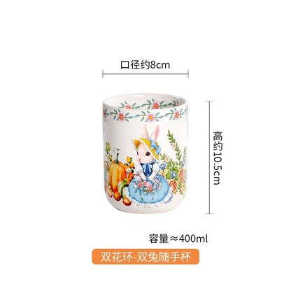 Creative Pumpkin Rabbit Pattern Tableware Garden Style Ceramic Plate Home Cute Dinner Plate Salad Bowl Kitchen Accessories.