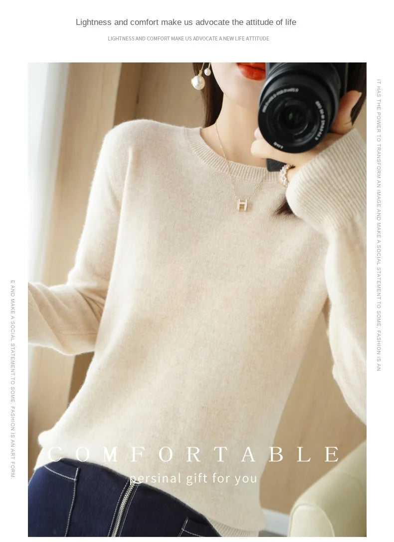 Herbst Winter frauen Pullover Oansatz Kaschmir Solide Pullover Schlank Bodenbildung Shirt Langarm Casual Grundlegende Pull Femme Pullover.