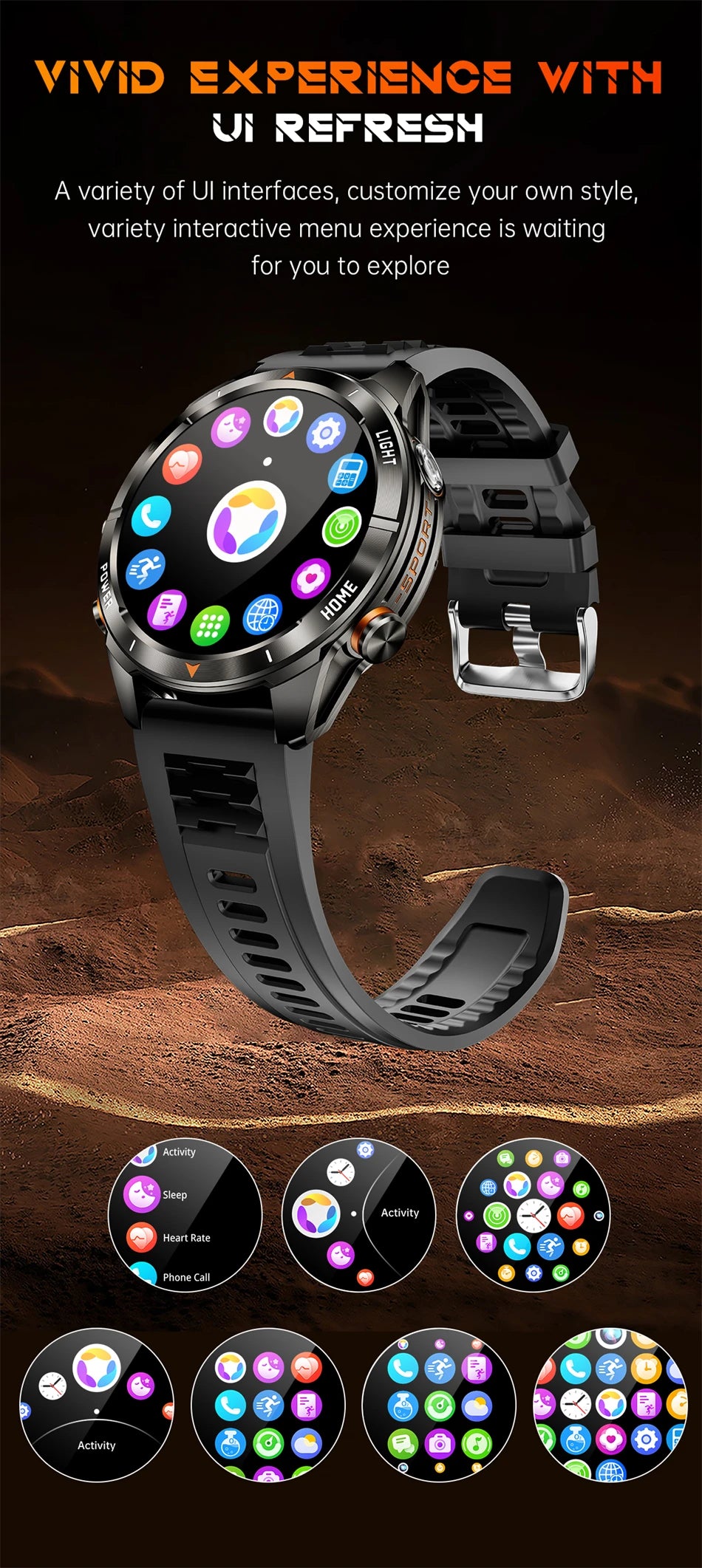 New Outdoor Sport Smart Watch Men 1.46" AMOLED Screen LED Flashlight 515mAh Battery 10ATM Waterproof Bluetooth Call Smartwatch.