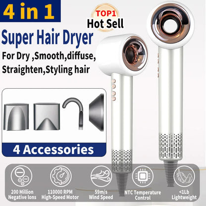 220V Super Hair Dryer 1600W Leafless Hair dryer Personal Hair Care Styling Negative Ion Tool Constant Anion Electric Hair Dryers