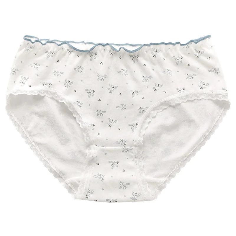 New Women Panties Antibacterial Cotton Lace Underwear Women's Floral Sweet Girls Briefs Mid-waist Shorts Female Lingerie M-XXL.