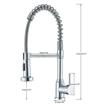 Spring Pull Down Kitchen Faucets Stream Spray Head Hot Cold Water Tap Stainless steel Rotation Kitchen Mixer Tap Crane