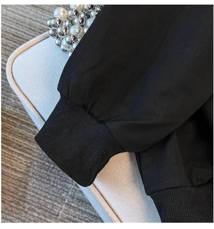 175kg plus size Damen büste Frühling Herbst loser Rundhals ausschnitt Langarm bedrucktes Sweatshirt schwarz lila 5xl 6xl 7xl 8xl 9xl