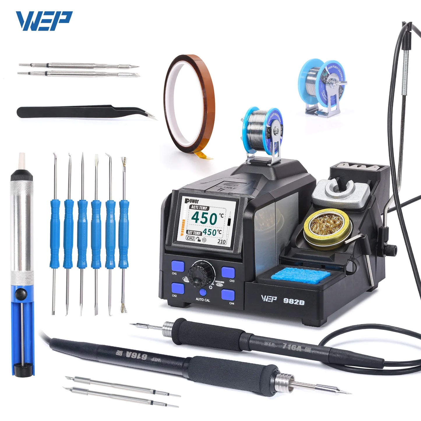 WEP 927-II 2 helfende Hände, elektrische Lötkolbenstation, Digitalanzeige, 60 W, Lötkolben-Set, Temperatureinstellung, Schweißen zu