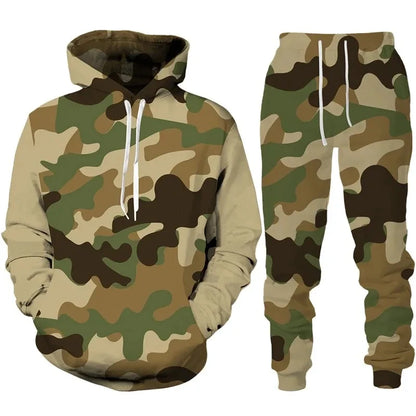 2024 New Camouflage Hoodie Pant Suit 3D Printed Casual Men Women High Quality Tracksuit Outfits Fashion Men's Clothing 2pcs Sets.