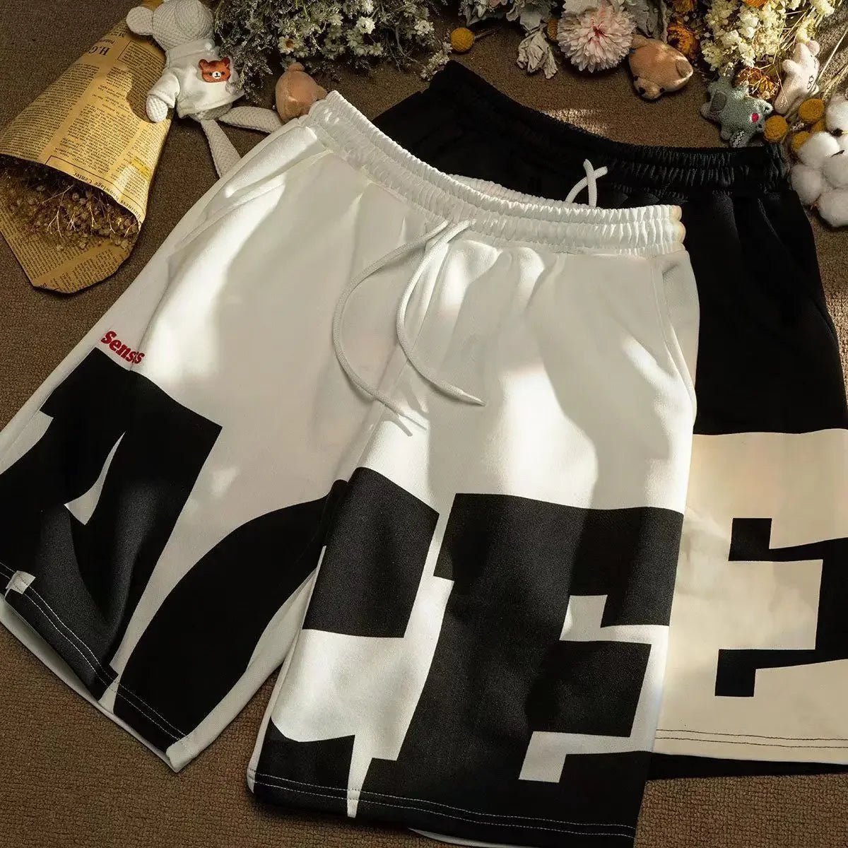 Sommer Casual männer Shorts Ins Trendy Marke Amerikanischen Stil Gespleißt Mittlere Taille Gerade Bein Lose Fit Breite Bein Minute Jogginghose.
