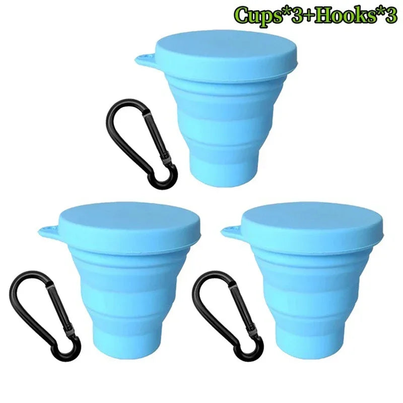 180ml Folding Cup Mini Retractable Cup Silicone Portable Teacup Outdoor Travel Coffee Telescopic Drinking Mug with Lid.