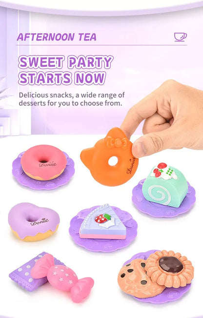 Kids Tea/Pastry Set Toy Simulation Pretend Play Food Playset for Children Montessori Toddler Children Gift Kitchen Girl.