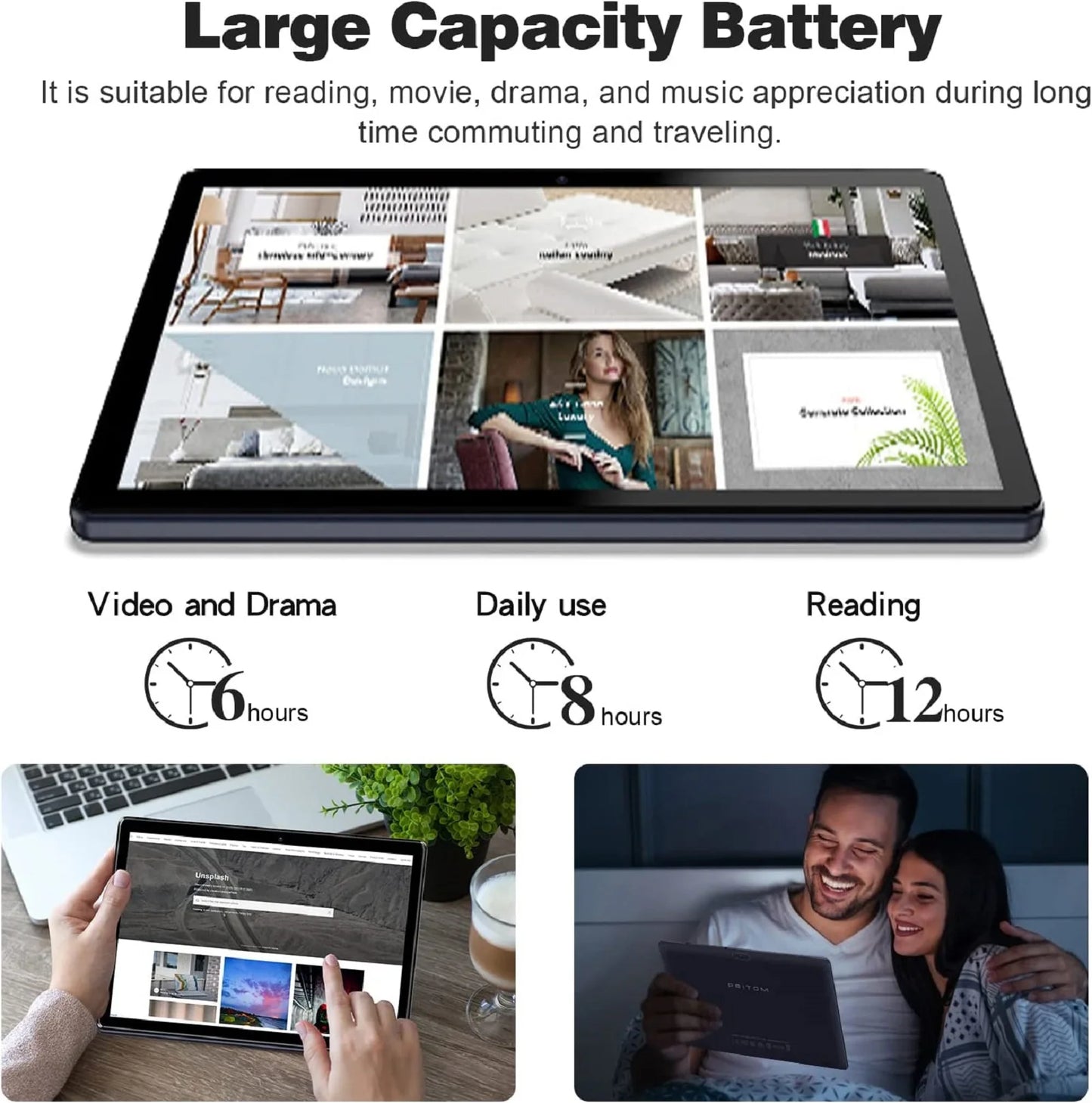 PRITOM 10 Inch Tablet PC with SIM Slot Android 13 64 GB Quad Core Touch Screen WiFi GPS Support 3G Phone Call.