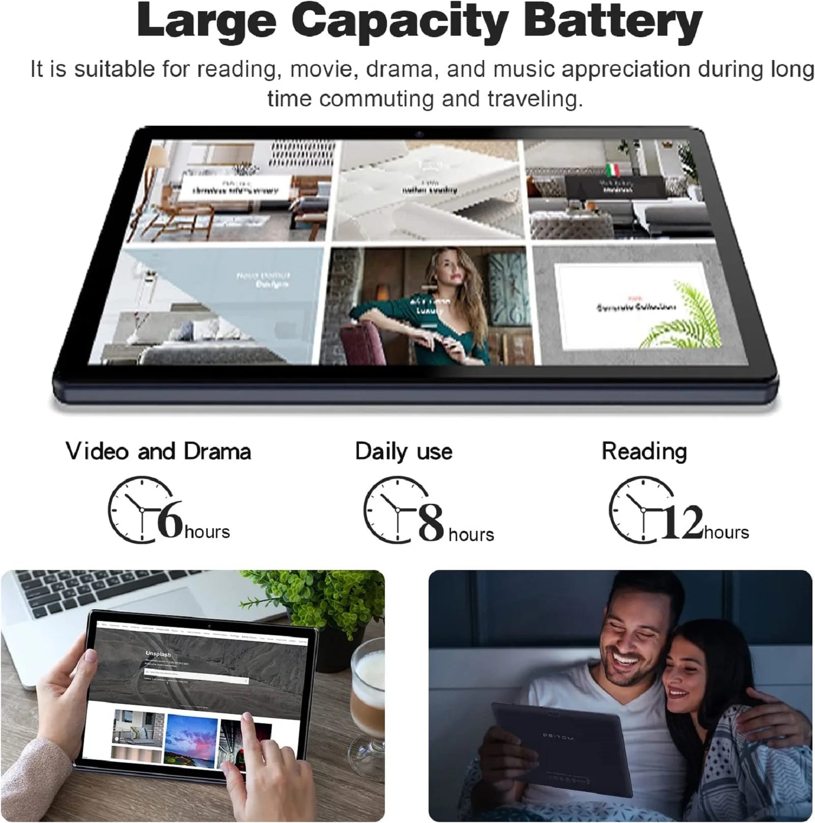 PRITOM 10 Inch Tablet PC with SIM Slot Android 13 64 GB Quad Core Touch Screen WiFi GPS Support 3G Phone Call.