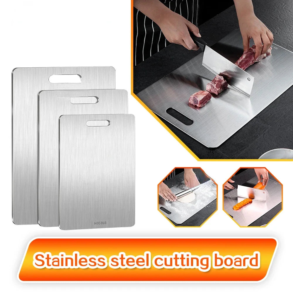 316 Stainless Steel Panel and Chopping Board Kitchen Household Thickened Double Sided Cutting Board Block Kneading Dough Board.