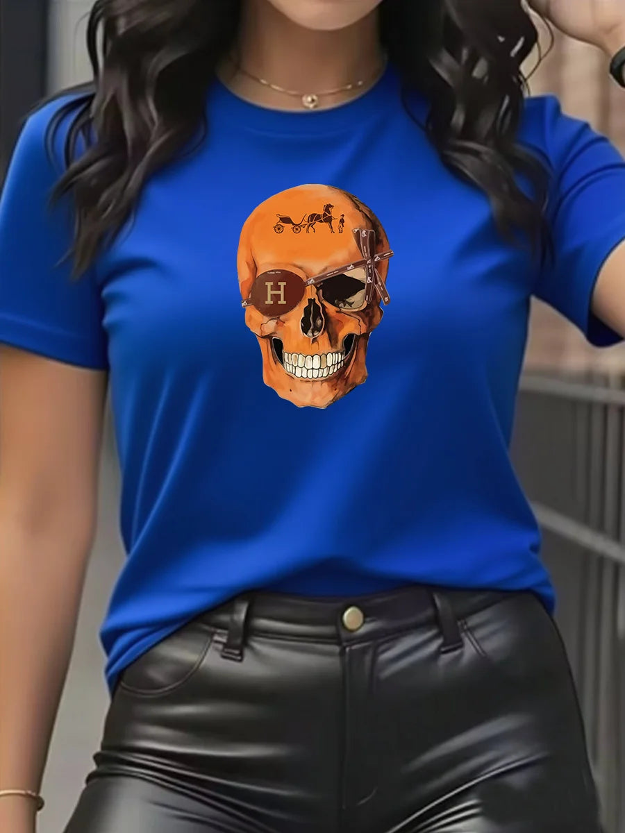 Cartoon Graphic Printing Summer Luxury Brand Cotton Men's and Women's T-Shirts Short Sleeves Street Fashion Trend Clothing.