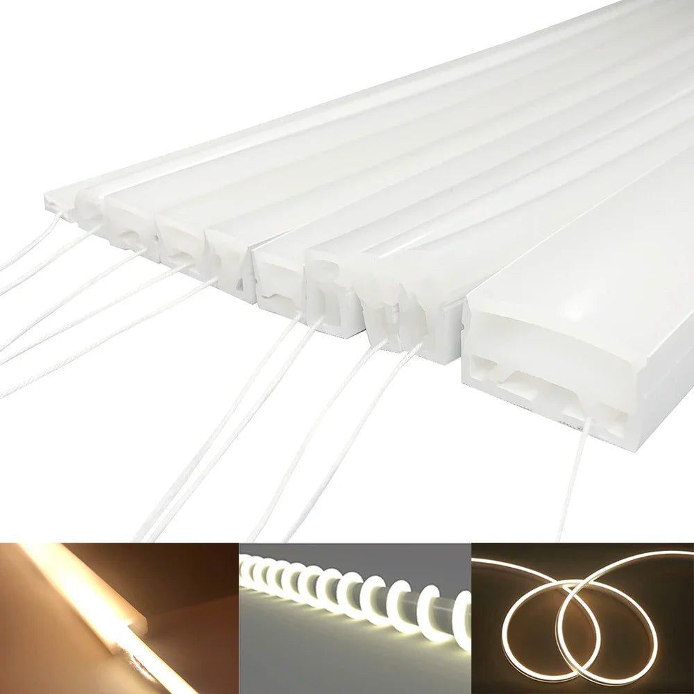 LED Silicone Neon Tube T0511 T0513 T0515 T0308 Flexible Protection Cover Transparent Matte Black Milky For 6-12mm WS2812  Strip.