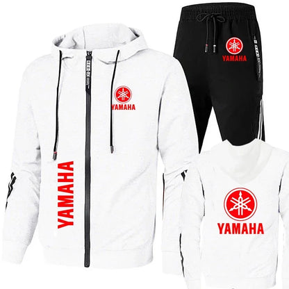 Yamaha Motorcycle Racing Tracksuit Men's Clothing Yamaha Logo Print Zip Sweatshirt&Pant Men Sets Bike Jacket Men Sportswear Suit.
