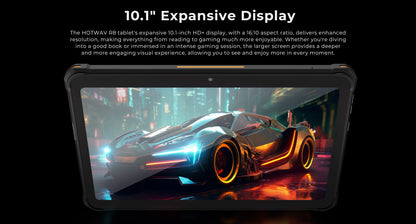 HOTWAV R8 Rugged Tablet 10.1'' HD+ Display 10800mAh Massive Battery Pad Android 14 OS Octa-core 4GB 128GB Tablet PC Global.