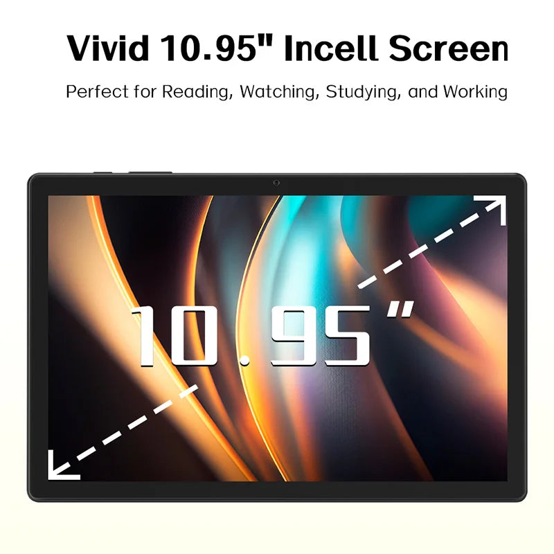 ANRY 10.95-inch HD Display Tablet Android 15 12GB RAM 128 ROM 2.4G/5G WiFi T606 Octa-Code 8000mAh Android Tablets with Case.