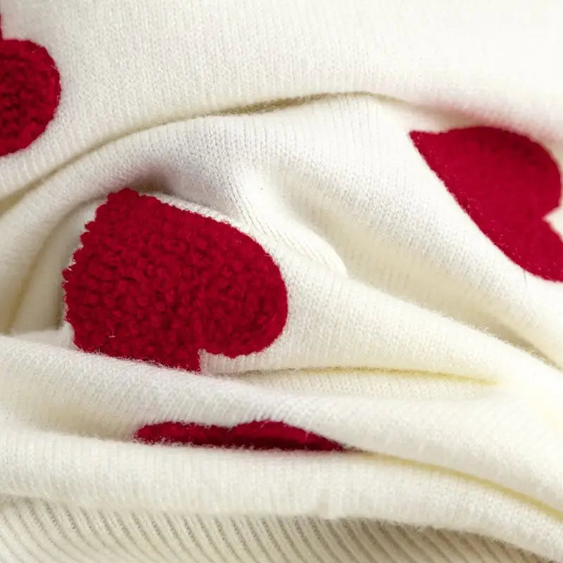 Frauen Herz Druck Gestrickte Pullover Herbst Winter Lose Pullover Elegante Strickwaren Jumper Valentinstag Tops.