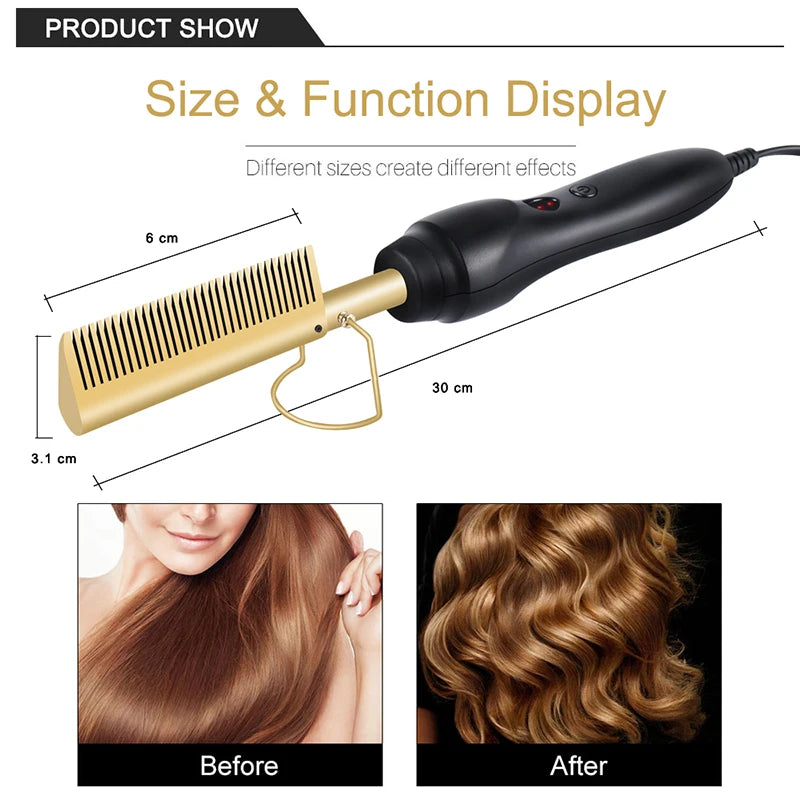 Hot Comb Straightener Electric Hair Straightener Portable Hot Comb Electric Hot Comb For Wigs.
