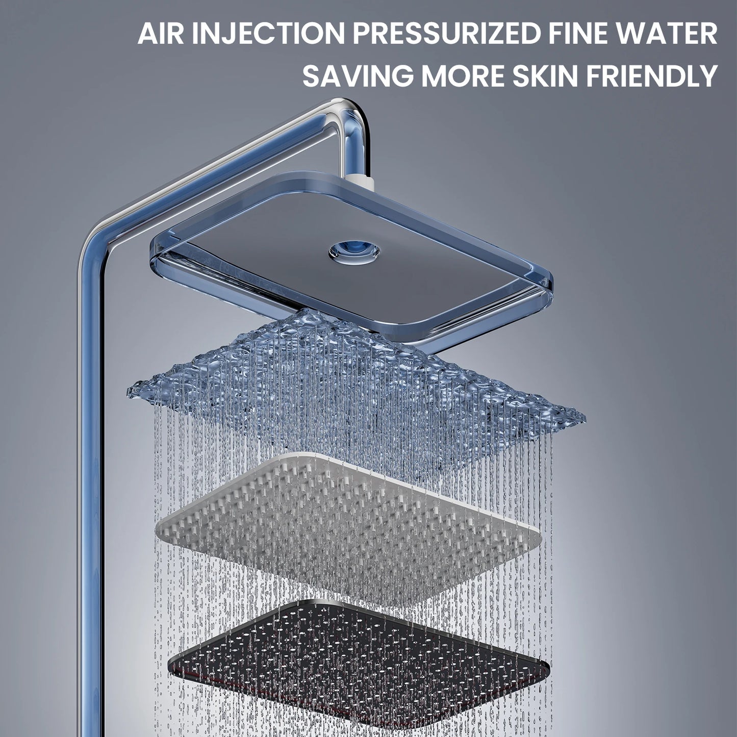 Bathroom Shower System LED Light Shower Head Set Brass Mirror Thermostatic Bathtub Faucet Digital Display Hot & Cold Showers