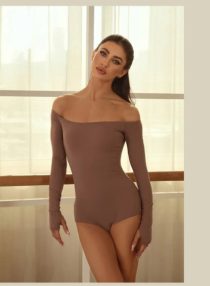 ZYM Off Shoulder Latin Dance Dress Women Long Sleeves Fringe Dress Adult Rumba Dance Practice Wear Performance Clothing DNV22221