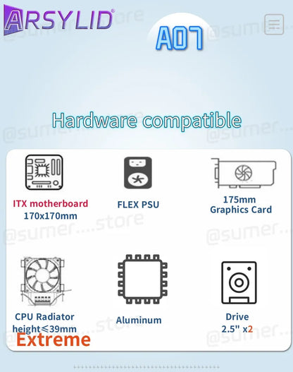 All Aluminum 2.0mm HTPC Mini ITX A4 Chassis Game Computer Support Graphics Card RTX2070 I5 Discrete Display Case K39 A07 A39.