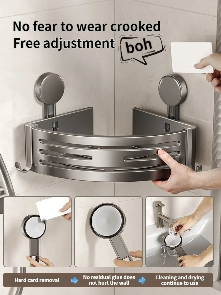 Badezimmer-Aufbewahrungsregal ohne Bohren, Saugnapf, Badezimmer-Waschbecken, wandmontiertes Badezimmer-Aufbewahrungsregal, Küchenaufbewahrung