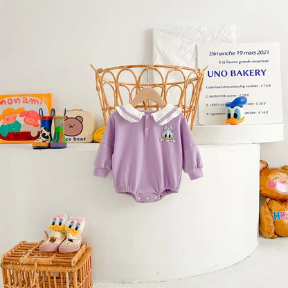 Neugeborenen Baby Strampler Socke Hut 3 stücke Set Cartoon Donald Daisy Ente Kleidung Jungen Mädchen Overall Infant Kurzarm Body k732.