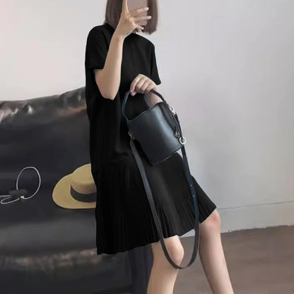 Zanzea lässig solide plissierte Kleid Frauen Sommer Kurzarm knielange Robe 2024 koreanische lose einfache Patchwork Vestido Overs ize