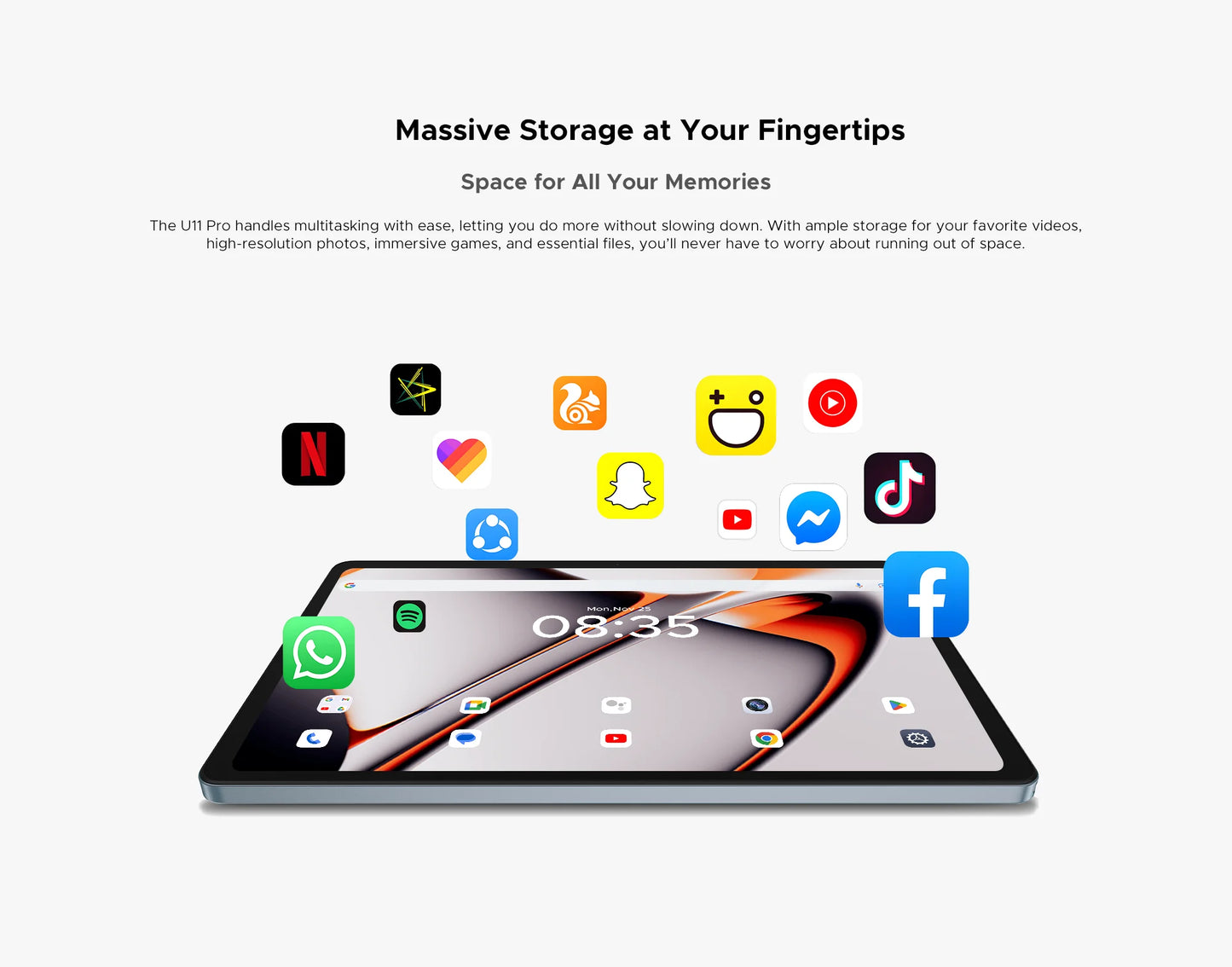 Global Version Doogee U11 Pro Android 15 Tablet Pc 11 Inch Ultra-Clear 90Hz Display 30Gb(6+24) 256Gb 8580Mah Battery Tablet