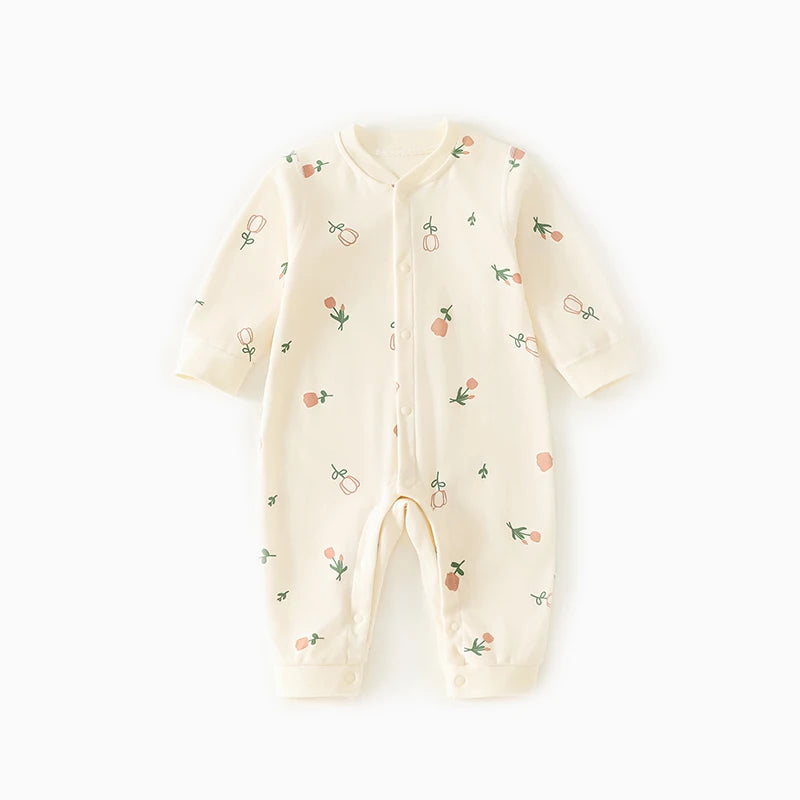 0-2Y Reine Baumwolle Langarm Neugeborenen Baby Strampler Haut-freundliche Einteilige Windel Overall Unterwäsche Infant Cartoon Homewear.