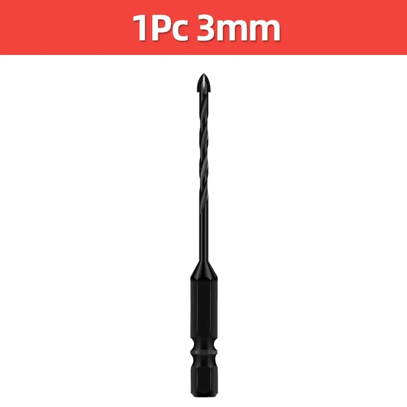 Kreuz-Sechskant-Fliesenbohrer für Glas, Beton, Keramikfliesen, Lochöffner, Tunstenkarbid, Hartmetall-Bits-Set, Werkzeuge, 3, 4, 5, 6, 8, 10, 12 mm