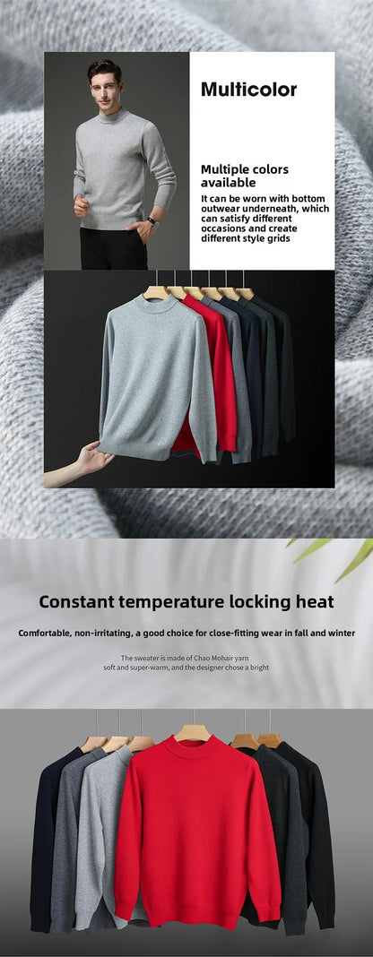 High End Wool Anti-pilling Blended Fashion Brand Half Turtleneck Knit Pullover Casual Sweater Mens Jumper Designer Clothing.