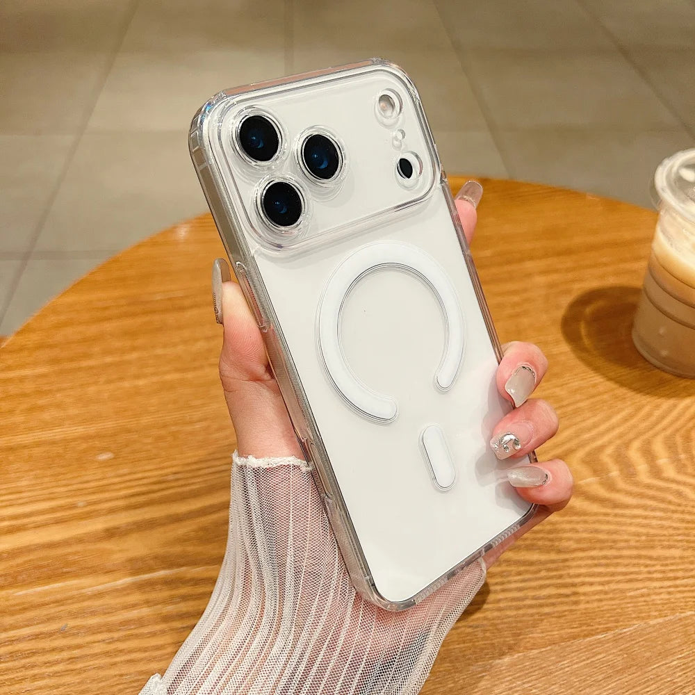Ultra thin 17 Pro Max Magnetic Case Transparent Magsafe Case For iPhone 17 Air 16 15 14 13 11 12 Pro Max Camera Protect Cover.