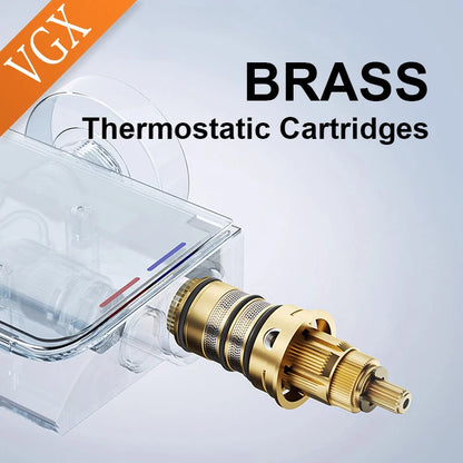 VGX Thermostatic Shower System Set Smart Digital Bathroom Shower Faucet Set Temperature Display Rainlfall Bathroom Shower Set