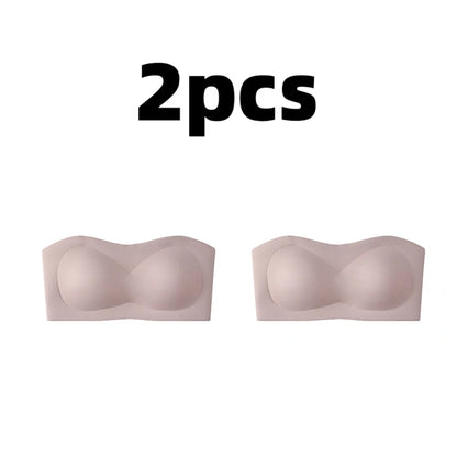 2Pcs/Set Sexy Seamless Top Bra Invisible strapless Bras Women Underwear thin Non slip Push up Bralette Wireless Female Lingerie.