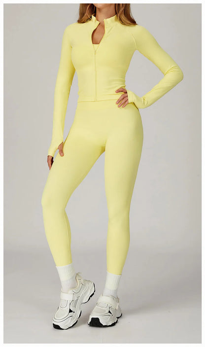 2PCS Yoga Suit Sports Set Women Gym Set Woman Tracksuit Running Workout Long Sleeve Sports Shirt Shorts and bra set Sport Outfit