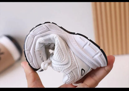 Kids Casual Sports Shoes with Thick Soles Boys Girls Fashion Versatile Sneakers 2024 New Children Mesh Breathable Running Shoes