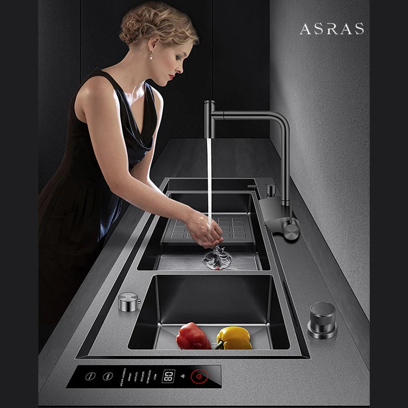 ASRAS 11550 NJH Large Size Smart Purifying Kitchen Sink Handmade Step Sink Smart Purifying Kitchen Island Sinks