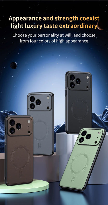 For Iphone 17 Pro Case Magnetic Leather Shield Cover For Iphone 17 Pro Anti-Fingerprint Non-Slip PC+TPU.