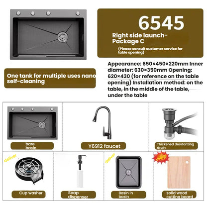 Kitchen Sink Stainless Steel Rice Grain Pattern Multifunctional Wear and Stain Resistant Large Single Slot Wash Dish Basin