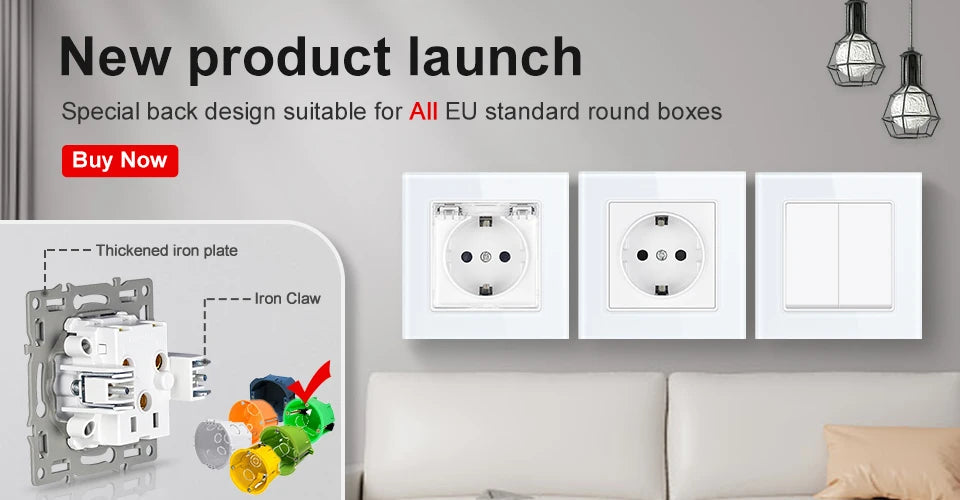 SRAN F6 Serie mehrere Rahmen Weiße Panel aus gehärtetem Glas, EU FR UN-Steckdosen und Schalter Dimmer-Lüfter-Fußlampe Rj45-Modul DIY.