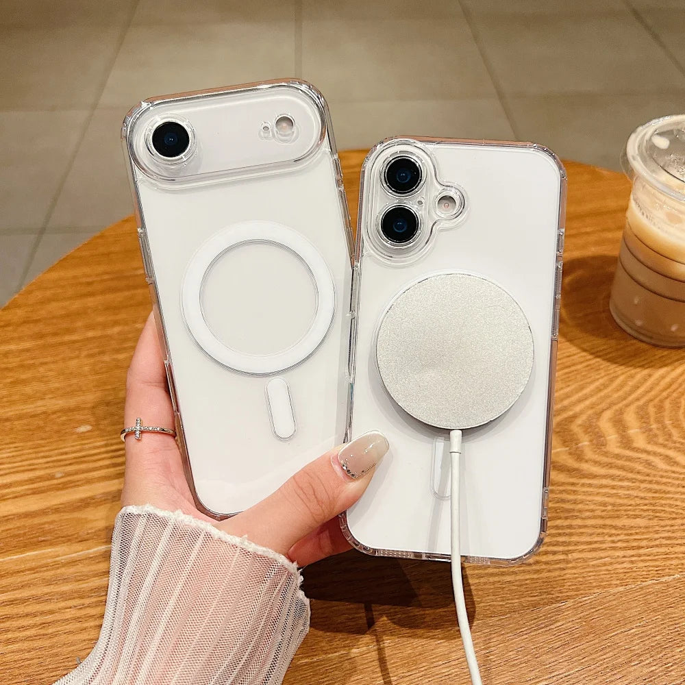 Ultra thin 17 Pro Max Magnetic Case Transparent Magsafe Case For iPhone 17 Air 16 15 14 13 11 12 Pro Max Camera Protect Cover.