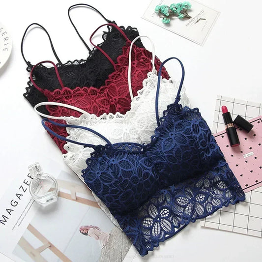 Sexy Lingerie Seamless Sport Bra Strapless Top Bra Girls Sunflower Lace Bras Push Up Bralette Brassiere for Women Underwear.