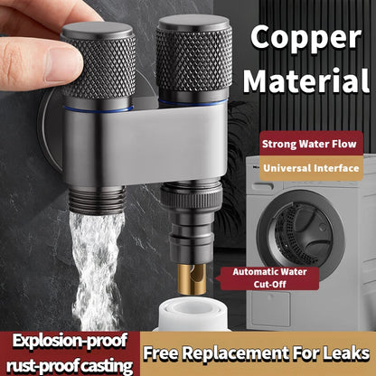 One In Two Washing Machine Faucet All Copper Valve Double Control Toilet Faucet Fully Automatic Detachment and Water Stop