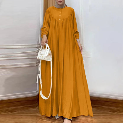 Women Autumn Muslim Long Dress Abaya Long Sleeve Hijab Vestidos Islamic Robe Femme ZANZEA Vintage Ramadan Maxi Sundress Kaftan