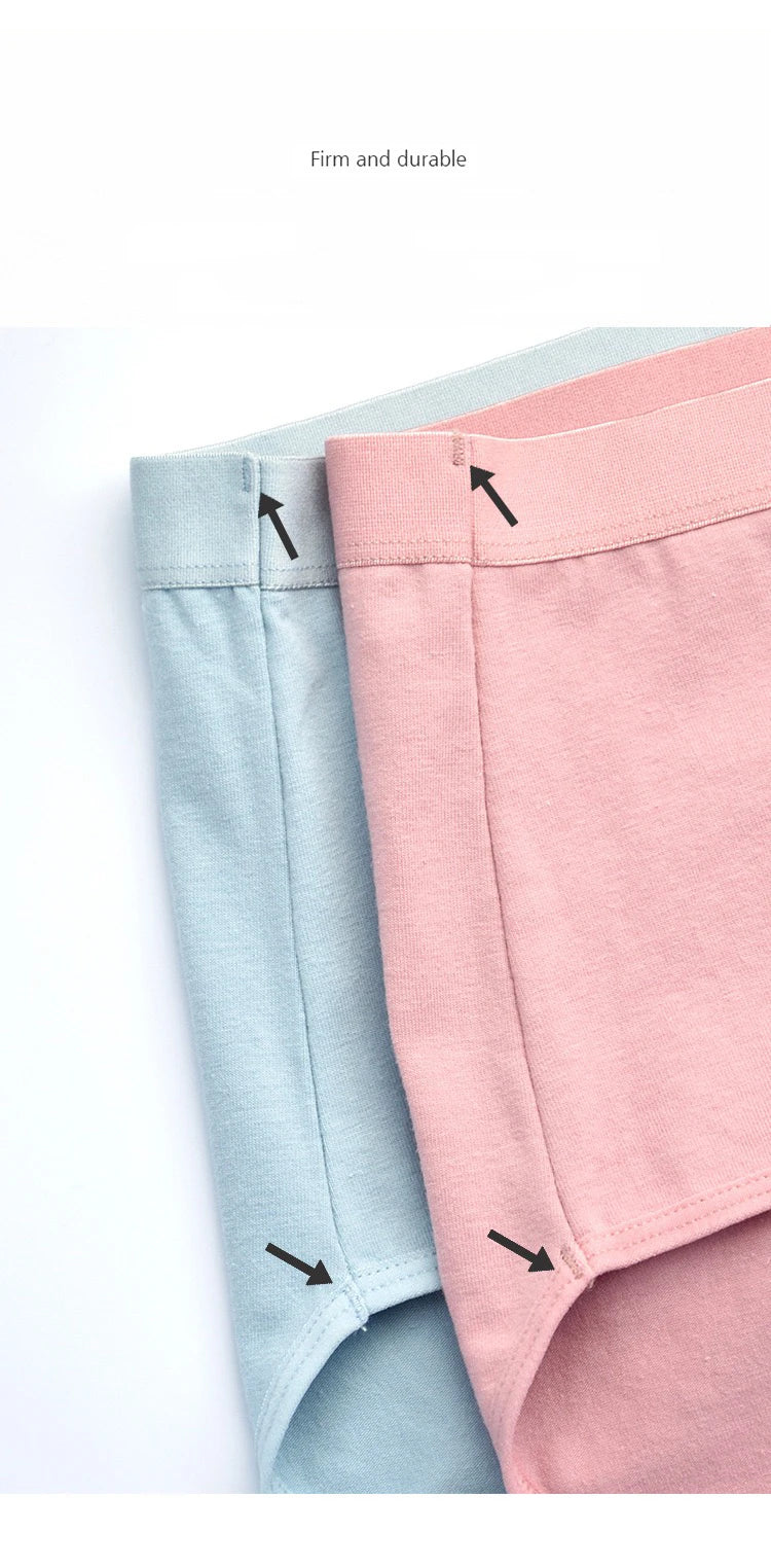 3pcs Cotton Women Panties Lady Plus Size Underwear Large Size High Waist Briefs Breathable Solid Color Female Lingerie