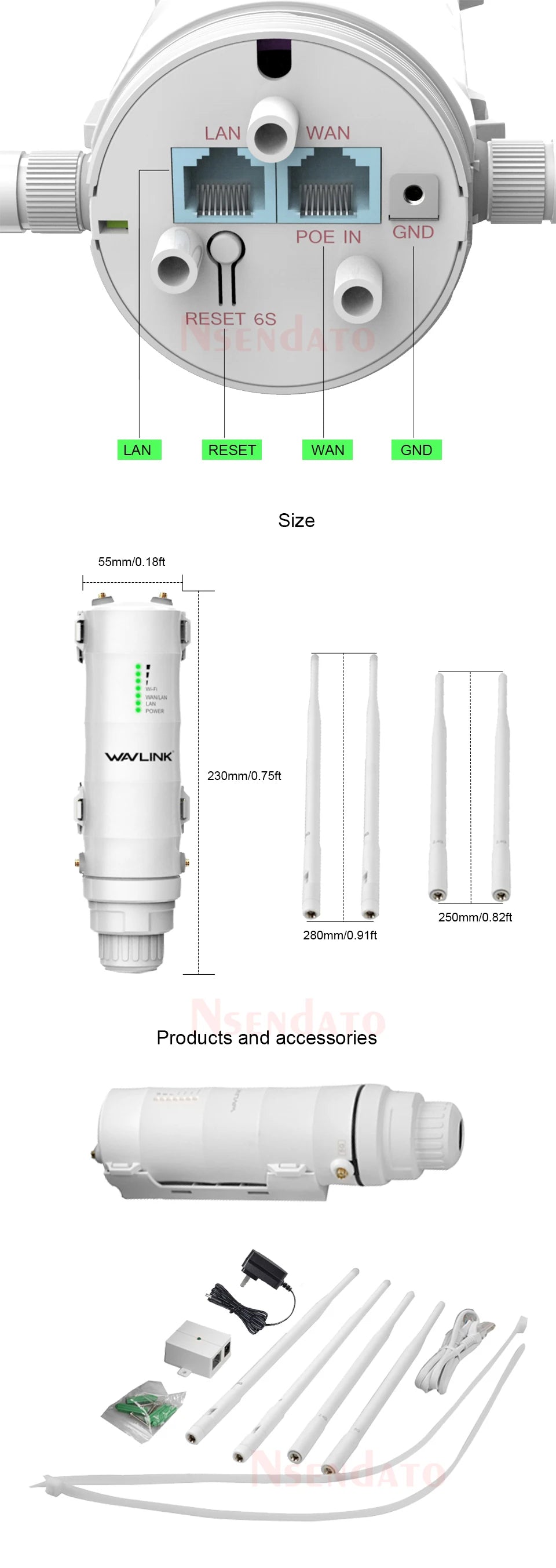 AC1200 AC600 High Power Outdoor Wireless Wifi Repeater AP/WiFi Router Dual Dand 2.4G/5Ghz Long Range Wifi Extender POE.