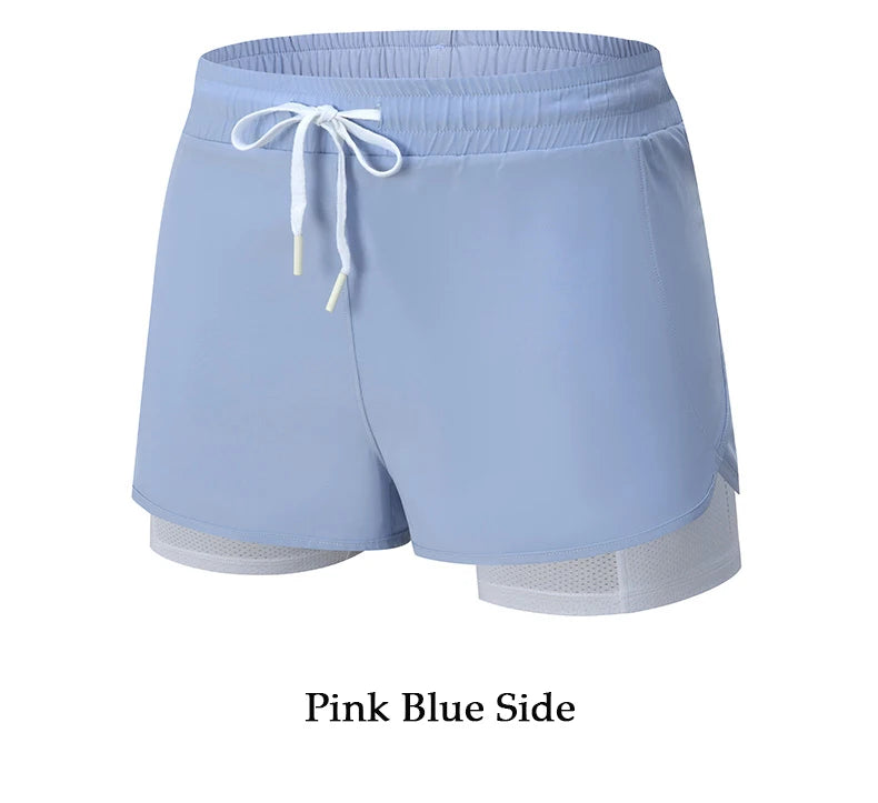 Women Shorts Mesh Outdoors Sports Running Gym Yoga Shorts Bilayer Mesh Yoga Sports Shorts Female Sports Running Gym Yoga Shorts.